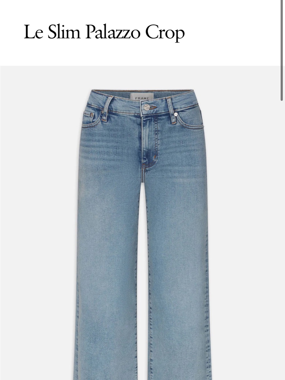Frame Denim Le Slim Palazzo Crop Jeans in light blue wash